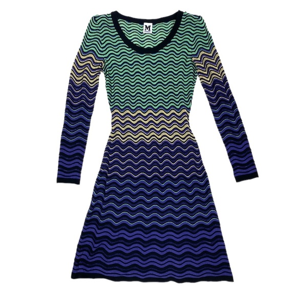 M Missoni Squiggly purple, green and yellow authentic knit dress size 38 NWT - Picture 1 of 10